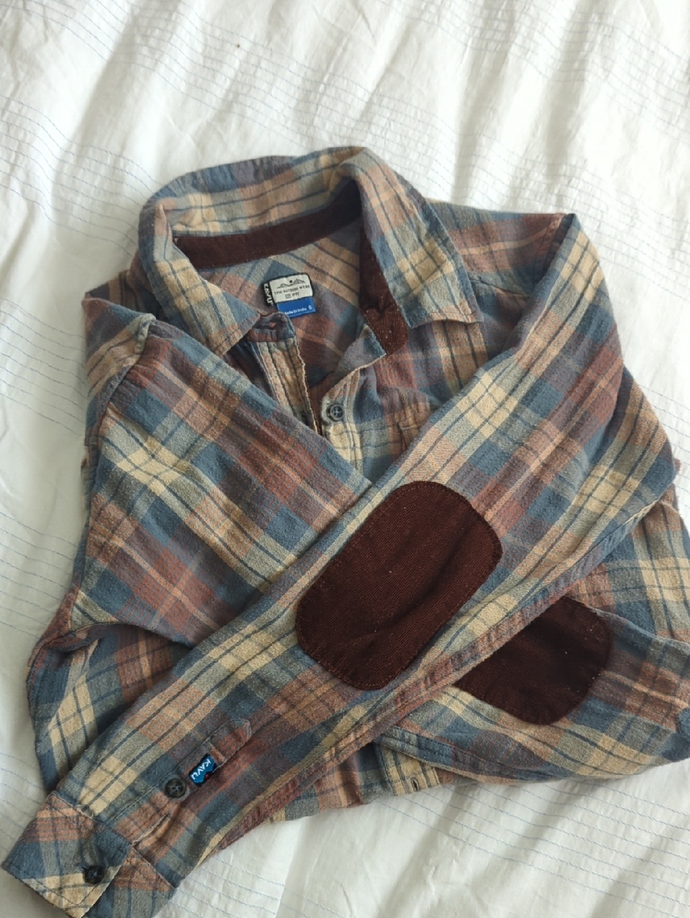 Kavu Plaid Flannel Shirt with Elbow Patches - Women's Small